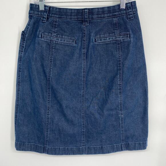 L.L. Bean Skirt Denim 10 Classic Fit TradMom Straight Fall Coastal - Picture 2 of 8